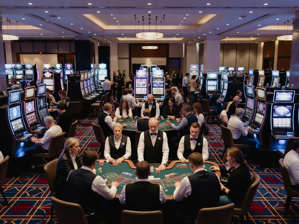 Olympic Park Casino Tallinnin pelisali pelipöytineen ja moderneine kolikkopeleineen