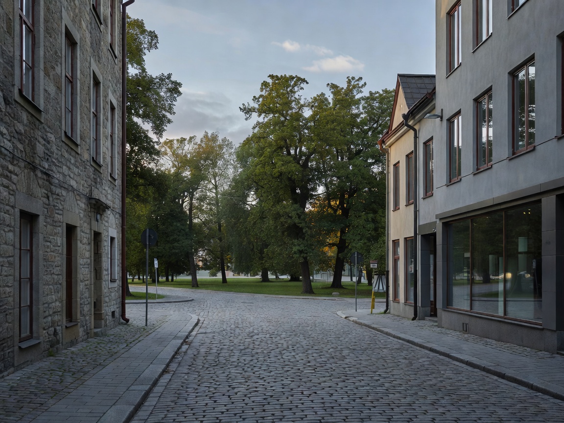 Katunäkymä Tallinnan keskustasta Politseiaedin puiston ja Kreutzwaldi-kadun vierestä